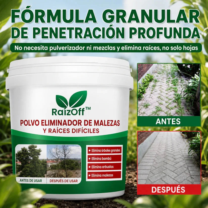 RaizOff Polvo Eliminador De Malezas y Raices Dificiles